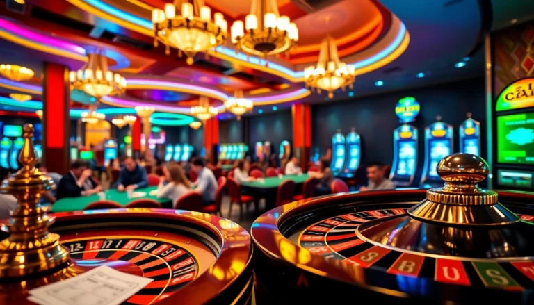 Experience the thrilling world of gambling at https://uu88.ngo/ with players immersed in card games, chips, and a spinning roulette wheel.